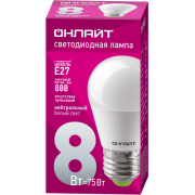 Лампа светодиодная 71 627 OLL-G45-8-230-4K-E27 8Вт шар 4000К нейтр. бел. E27 800лм 176-264В ОНЛАЙТ 71627
