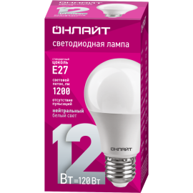 Лампа светодиодная 71 655 OLL-А60-12-230-4K-E27 12Вт грушевидная 4000К нейтр. бел. E27 1200лм 176-264В ОНЛАЙТ 71655