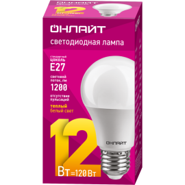 Лампа светодиодная 71 682 OLL-А60-12-230-2.7K-E27 12Вт грушевидная 2700К тепл. бел. E27 1200лм 176-264В ОНЛАЙТ 71682