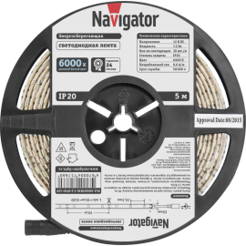 Лента светодиодная 71 766 NLS-5050CW30-7.2-IP20-12V R5 7.2Вт/м (уп.5м) Navigator 71766