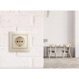 Розетка 1-м СП Valena 16А IP20 с заземл. на винтах механизм сл. кость IEK 774320