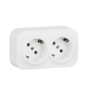 Розетка 2-м ОП Quteo 16А IP20 250В 2х2P+E с заземл. защ. шторки бел. IEK 782237