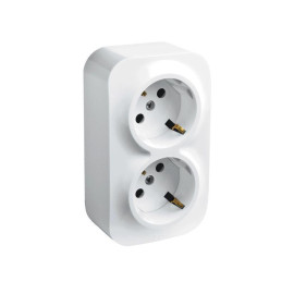 Розетка 2-м ОП Quteo 16А IP20 250В 2х2P+E с заземл. защ. шторки бел. IEK 782237