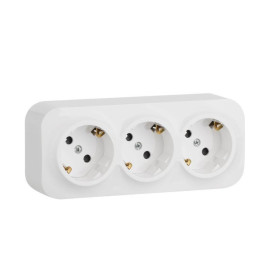 Розетка 3-м ОП Quteo 16А IP20 250В 3х2P+E с заземл. защ. шторки бел. IEK 782238