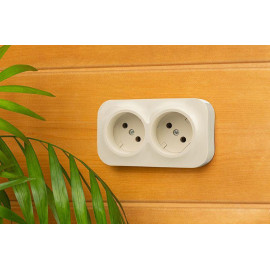 Розетка 2-м ОП Quteo 16А IP20 250В 2х2P без заземл. без защ. шторок сл. кость IEK 782261