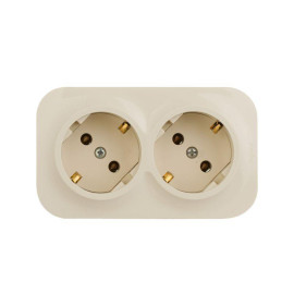 Розетка 2-м ОП Quteo 16А IP20 250В 2х2P+E с заземл. без защ. шторок сл. кость IEK 782263