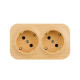Розетка 2-м ОП Quteo 16А IP20 250В 2х2P+E с заземл. защ. шторки дерево IEK 782287