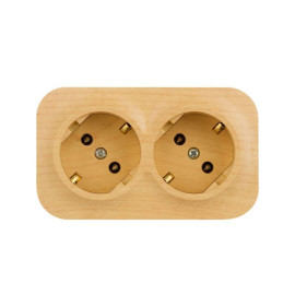Розетка 2-м ОП Quteo 16А IP20 250В 2х2P+E с заземл. без защ. шторок дерево IEK 782293