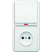 Блок БКВР-213 Бэлла (2-кл. выкл. с инд. + розетка) бел. Кунцево 5829