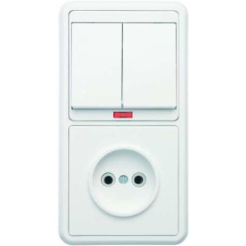 Блок БКВР-213 Бэлла (2-кл. выкл. с инд. + розетка) бел. Кунцево 5829