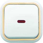 Выключатель 1-кл. ОП Валентина 10А IP20 А16-054 с индикацией бел./зол. Кунцево 7633