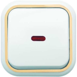 Выключатель 1-кл. ОП Валентина 10А IP20 А16-054 с индикацией бел./зол. Кунцево 7633