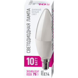 Лампа светодиодная 90 115 OLL-C37-10-230-6.5K-E14-PROMO 10Вт свеча 6500К E14 220-240В ОНЛАЙТ 90115