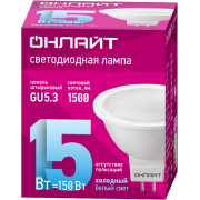 Лампа светодиодная 90 466 OLL-MR16-15-230-6.5K-GU5.3 15Вт 6500К холод. бел. GU5.3 1500лм 176-264В ОНЛАЙТ 90466