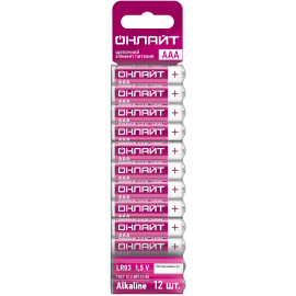 Элемент питания алкалиновый 90 624 OBT-ALK-LR03-BP12 (блист.12шт) ОНЛАЙТ 90624