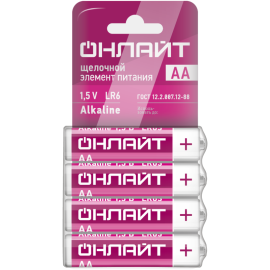 Элемент питания алкалиновый 90 638 OBT-02 LR6-SHBP4 (уп.4шт) ОНЛАЙТ 90638