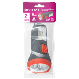 Фонарь светодиодный ручной 90 854 OPT-CP04-1AA полипроп. 1LEDх0.5Вт 4LEDх1Вт 2реж 20лм ОНЛАЙТ 90854