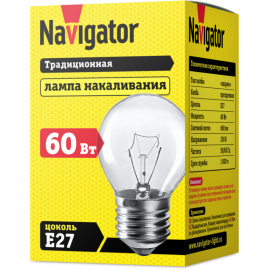 Лампа накаливания 94 312 NI-C-60-230-E27-CL (КНР) Navigator 94312