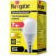 Лампа светодиодная 94 466 NLL-G45-7-230-2.7K-E14 7Вт шар 2700К тепл. бел. E14 500лм 176-264В Navigator 94466