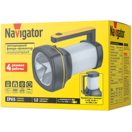Фонарь-прожектор аккумуляторный 95 568 NPT-SP38-ACCU прожектор/кемпинг 1LED 10W+34SMD 6Вт 4хli-ion 1.2А.ч Navigator 95568