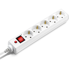 Удлинитель с сетевым фильтром 5х1.8м с заземл. 10А IP20 500SH-1.8-W 2.2кВт CCA бел. BURO 992284