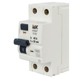 Выключатель дифференциального тока (УЗО) 2п 40А 30мА тип A ВДТ R10N ARMAT IEK AR-R10N-2-040A030
