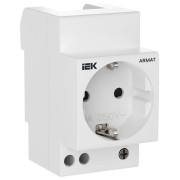 Розетка на DIN-рейку 45мм с заземл. защ. шторки 16А ARMAT IEK AR-SOD-G-GND-S-016