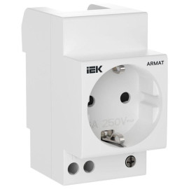 Розетка на DIN-рейку 45мм с заземл. защ. шторки 16А ARMAT IEK AR-SOD-G-GND-S-016