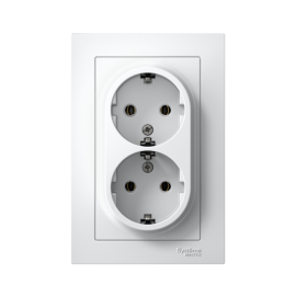 Розетка 2-м СП AtlasDesign 16А IP20 с заземл. в сборе бел. SE ATN000124