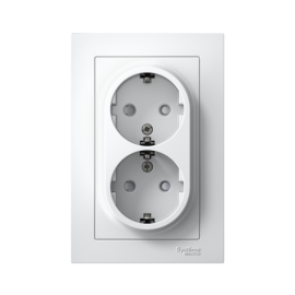 Розетка 2-м СП AtlasDesign 16А IP20 с заземл. защ. шторки в сборе бел. SE ATN000126