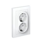 Розетка 2-м СП AtlasDesign 16А IP20 с заземл. защ. шторки в сборе бел. SE ATN000126