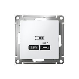 Розетка USB AtlasDesign тип C 65Вт QC PD высокоскор. ЗУ механизм бел. SE ATN000127