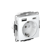 Розетка AtlasDesign 16А с 2-мя заряд. устройствами USB тип A+C 5В/2.4А 2х5В/1.2А механизм бел. SE ATN000132