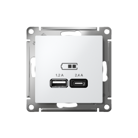 Розетка USB AtlasDesign тип A+C 5В/2.4А 2х5В/1.2А механизм бел. SE ATN000139