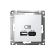 Розетка USB AtlasDesign тип A+C 5В/2.4А 2х5В/1.2А механизм бел. SE ATN000139
