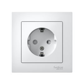 Розетка 1-м СП AtlasDesign 16А IP20 с заземл. защ. шторки в сборе бел. SE ATN000144