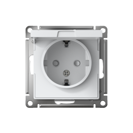 Розетка 1-м СП AtlasDesign 16А IP20 с заземл. защ. шторки с крышкой механизм бел. SE ATN000146