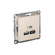 Розетка USB AtlasDesign тип A+C 5В/2.4А 2х5В/1.2А механизм беж. SE ATN000239
