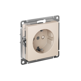 Розетка AtlasDesign 16А с заземл. защ. шторки быстрозажим. клем. механизм беж. SE ATN000245S