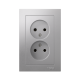 Розетка 2-м СП AtlasDesign 16А IP20 без заземл. в сборе алюм. SE ATN000320