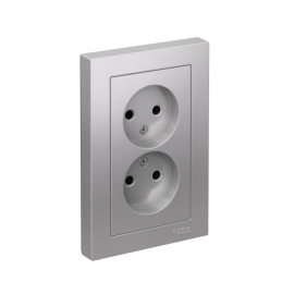 Розетка 2-м СП AtlasDesign 16А IP20 без заземл. в сборе алюм. SE ATN000320