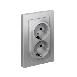 Розетка 2-м СП AtlasDesign 16А IP20 с заземл. в сборе алюм. SE ATN000324