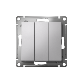 Выключатель 3-кл. СП AtlasDesign 10А IP20 (сх. 1+1+1) 10AX механизм алюм. SE ATN000331