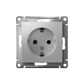 Розетка 1-м СП AtlasDesign 16А IP20 с заземл. механизм алюм. SE ATN000343