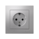 Розетка 1-м СП AtlasDesign 16А IP20 с заземл. защ. шторки в сборе алюм. SE ATN000344
