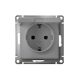 Розетка 1-м СП AtlasDesign 16А IP20 с заземл. защ. шторки с крышкой механизм алюм. SE ATN000346