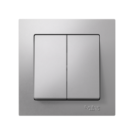 Выключатель 2-кл. СП AtlasDesign 10А IP20 (сх. 5) 10AX в сборе алюм. SE ATN000352