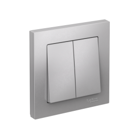 Выключатель 2-кл. СП AtlasDesign 10А IP20 (сх. 5) 10AX в сборе алюм. SE ATN000352