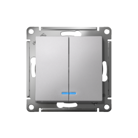 Выключатель 2-кл. СП AtlasDesign 10А IP20 (сх. 5а) 10AX с подсветкой механизм алюм. SE ATN000353
