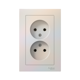 Розетка 2-м СП AtlasDesign 16А IP20 без заземл. в сборе жемчуж. SE ATN000420
